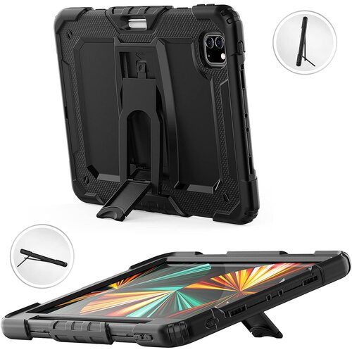 NIKCORP Ovitek za iPad Pro 11 3/2/1, oklepljen etui s stojalom in mestom za pisalo, trpežna troslojna za&amp;scaron;čita, silikon, črn color, (5000139050) Slike