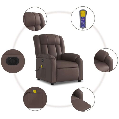 VidaXL Električni masažni naslonjač od umjetne kože smeđi Slike