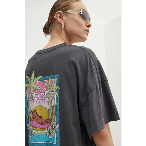 Roxy Pamučna majica SWEETER SUN za žene, boja: siva, ERJZT05718