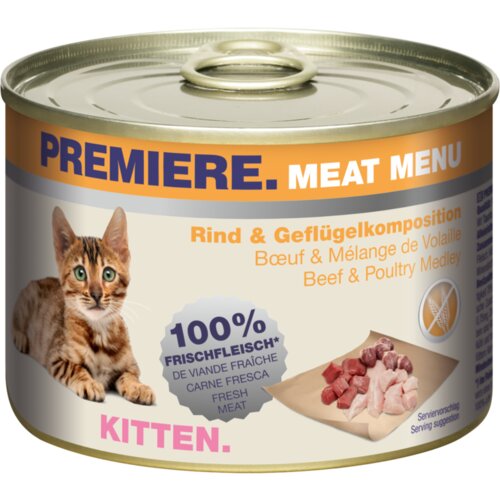 Premiere cat meat menu kitten govedina,piletina 200g konzerva Slike