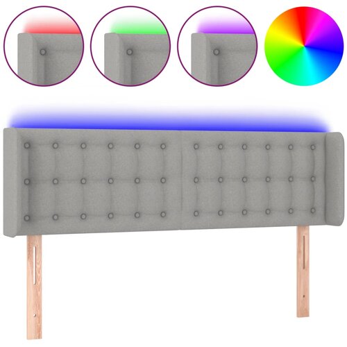 Maison Chic led posteljno vzglavje - vzglavna omarica - nočna omarica svetlo sivo 147x16x78/88 cm blago, (21710411) Slike