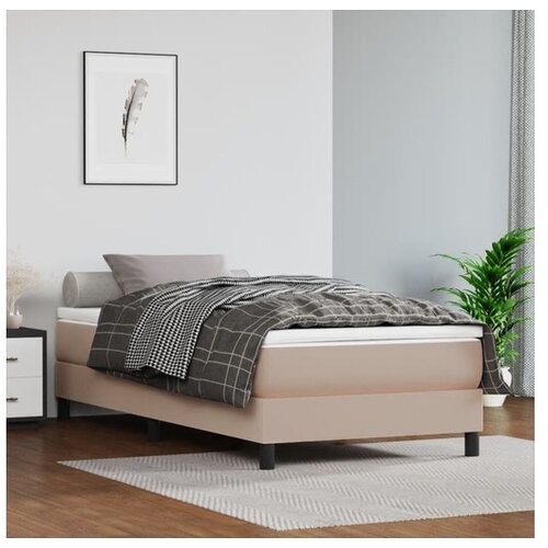  Box spring postelja z vzmetnico kapučino 90x200 cm umetno usnje Cene