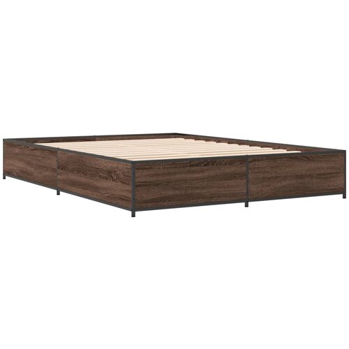 VidaXL Okvir za krevet smeđi hrast 135x190cm konstruirano drvo i metal Slike