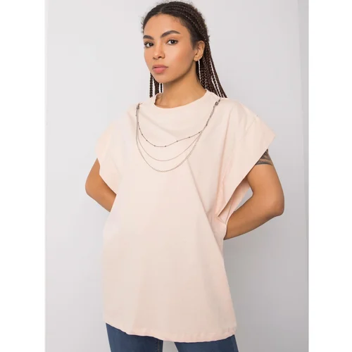 Fashion Hunters Peach T-shirt with Arianna RUE PARIS necklace