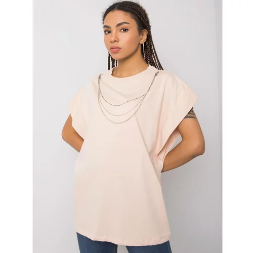 Fashion Hunters Peach T-shirt with Arianna RUE PARIS necklace