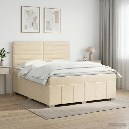  Boxspring krevet s madracem Krem 140 x 200 cm Tkanina - Krem 140 x 200 cm Dizajn linija Cijene