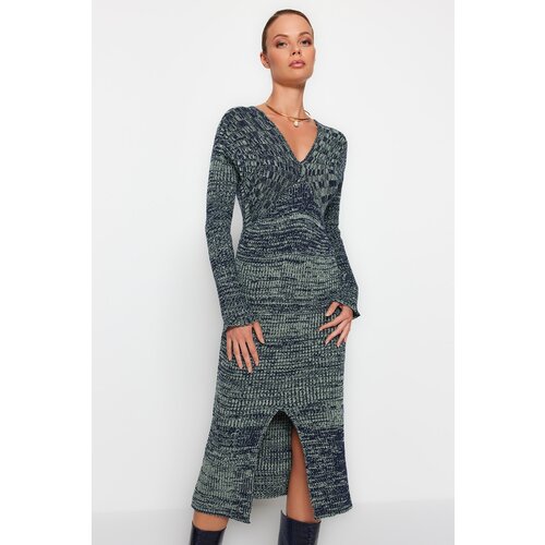 Trendyol Green Midi Knitwear Gradient Dress Slike