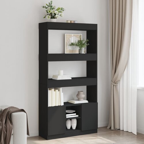 vidaXL Visoka omara črna 92x33x180 cm inženirski les Cene