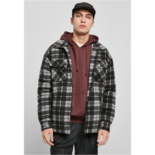 UC Men Plaid Teddy Lined Shirt Jacket Black/White Slike