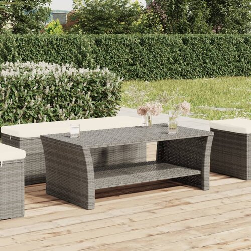 VidaXL Klubska mizica siva 100x50x40 cm poli ratan Slike
