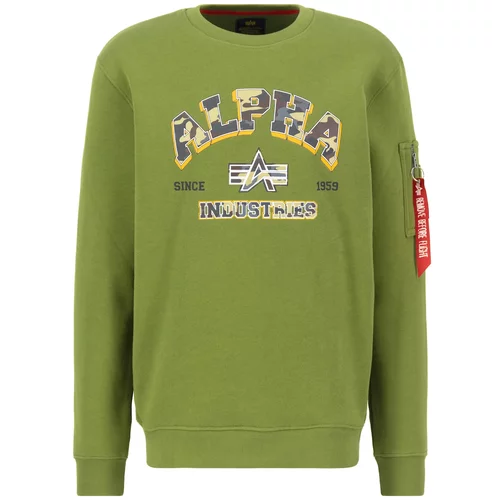 Alpha Industries Sweater majica žuta / siva / tamo siva / kivi zelena