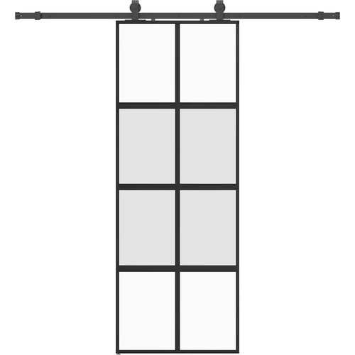  Klizna vrata s priborom crna 76 x 205 cm kaljeno staklo Slike
