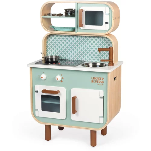 Janod Otroška lesena dvostranska kuhinja s pralnim strojem – Reverso