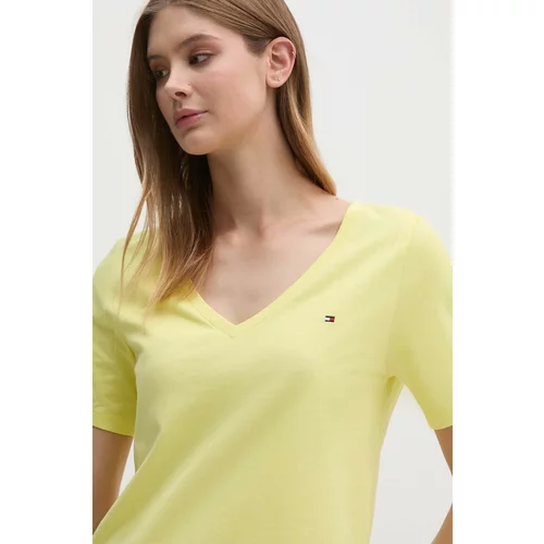 Tommy Hilfiger Pamučna majica za žene, boja: žuta