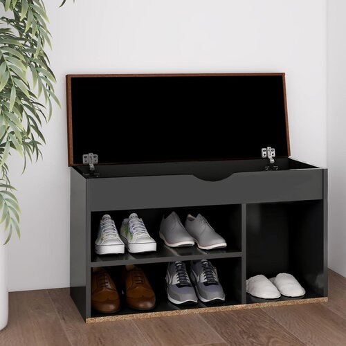 VidaXL klop za čevlje z blazino siva 80x30x47 cm iverna plo&amp;scaron;ča Slike