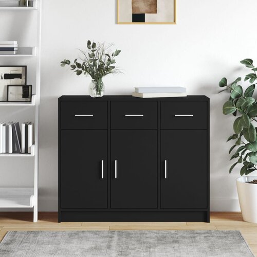 vidaXL Komoda črna 91x28x75 cm inženirski les Cene