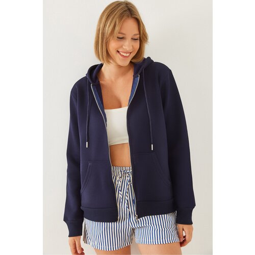 Bianco Lucci Women's Kangaroo Pocket Hooded Cardigan MBHS013 Slike