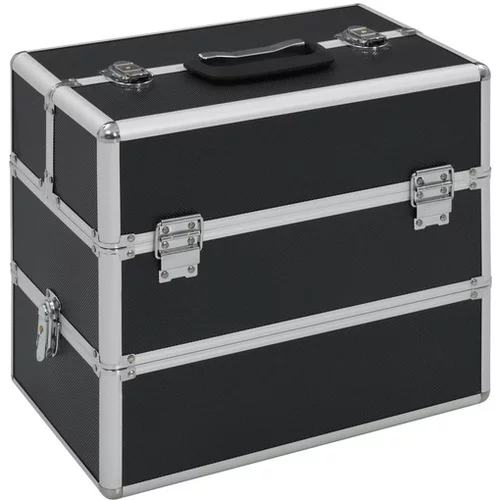  Kovček za ličila 37x24x35 cm črn aluminij