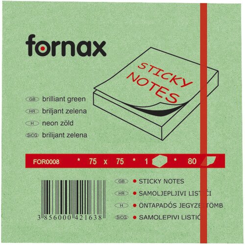 Blok samoljepljiv 75x75mm 80L Fornax neon-zeleni Cijene