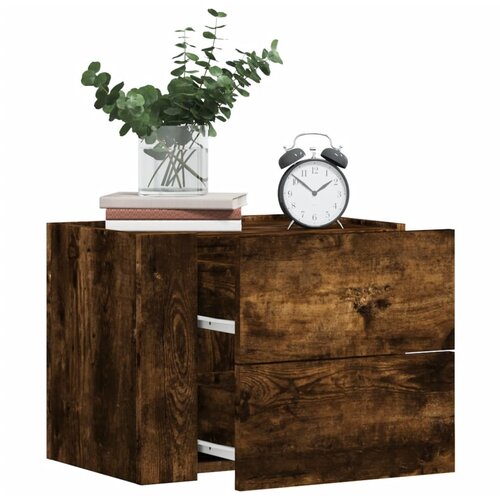 The Living Store Stenska nočna omarica dimljen hrast 45x30x35 cm - Stenska Omarica, (21432616) Slike