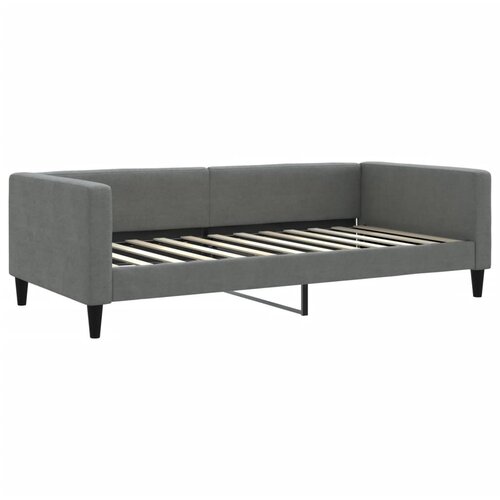  Dnevni krevet s madracem tamnosivi 100 x 200 cm od tkanine Slike