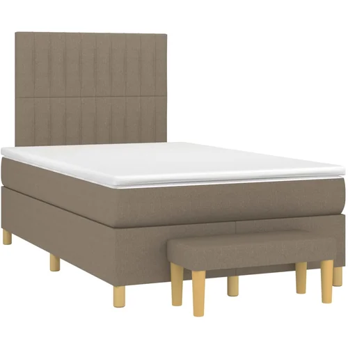 vidaXL Box spring postelja z vzmetnico taupe 120x190 cm blago