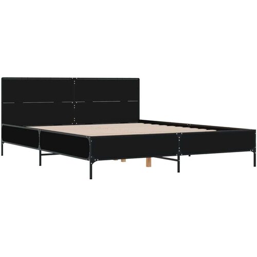  Okvir za krevet crni 140x190 cm konstruirano drvo i metal Slike