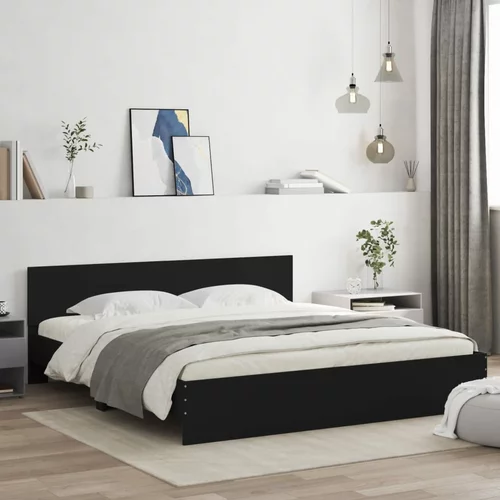 vidaXL Okvir za krevet s uzglavljem crni 160x200 cm