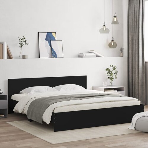 VidaXL Posteljni okvir z vzglavjem črn 160x200 cm Slike