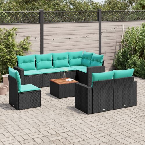  9-dijelni set vrtnih sofa od poliratana s jastucima crni Cijene