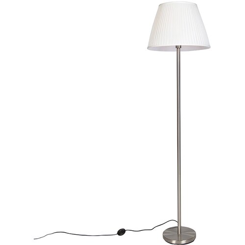 QAZQA Sodobna talna svetilka jeklo z belim nagubanim senčilom 45 cm - Simplo Cene