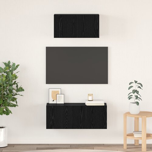 VidaXL TV ormarić Ostalo s pohranom s vratima 2 pcs Crni hrast 80 x 30 x 30 cm Slike