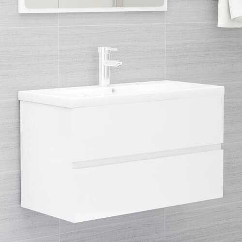 vidaXL Omarica za umivalnik visok sijaj bela 80x38,5x45 cm iverna pl. Cene