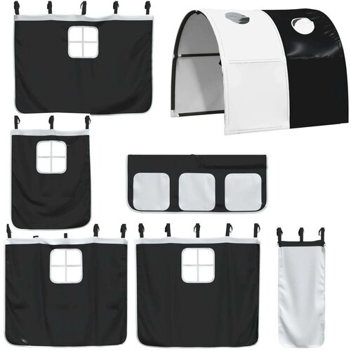 vidaXL Dječji krevet na kat s tunelom crno-bijeli 80 x 200 cm borovina Cijene