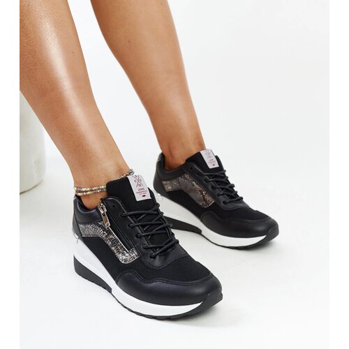 Cross Jeans Black women&amp;#039;s wedge sneakers Slike