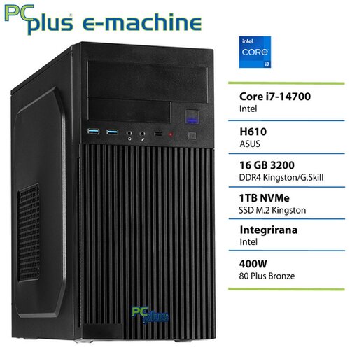 PCPLUS namizni računalnik e-machine i7-14700/16GB/SSD 1TB/brez OS/integrirana Intel 148009 Cene