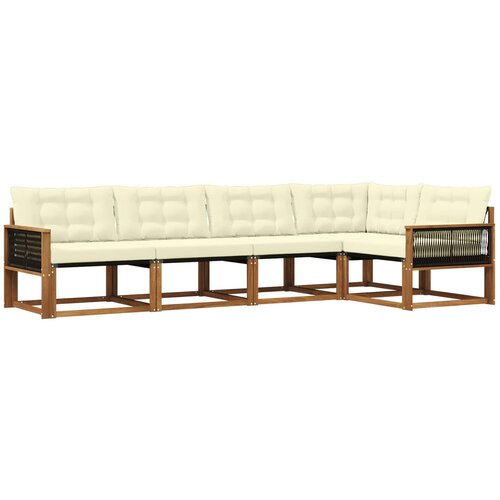 vidaXL Zunanja garnitura za sedenje z blazino 5 pcs Naravna in smetana, (5000273232) Cene