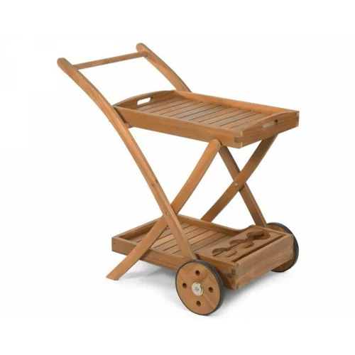 Fieldmann Luksuzni servirni voziček iz akacijevega lesa s kolesi