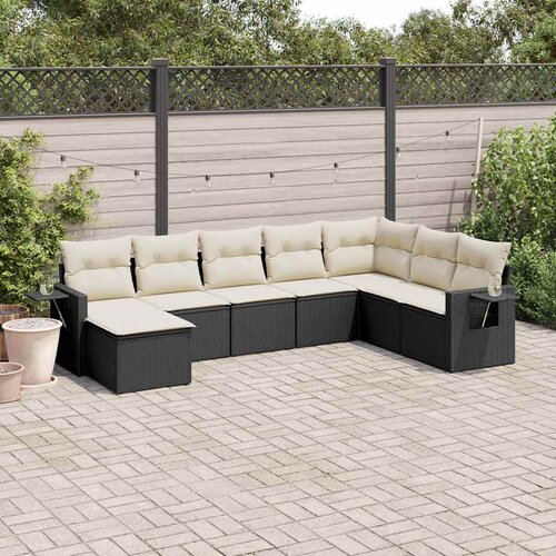  8-dijelni set vrtnih sofa od poliratana s jastucima crni Slike