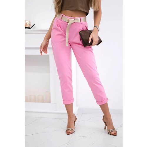 Kesi Włoski Punto trousers with belt pink Slike