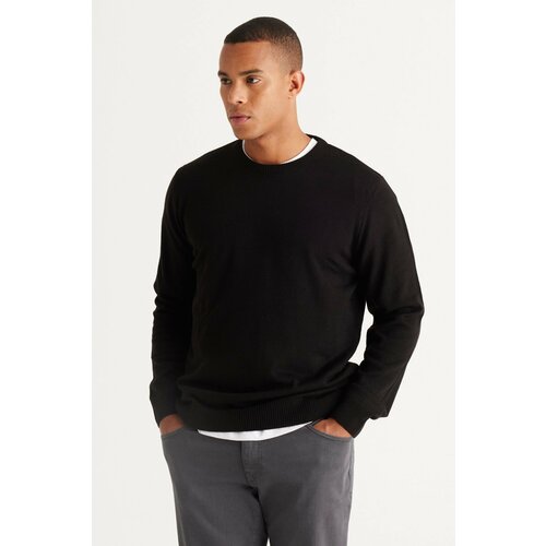 ALTINYILDIZ CLASSICS Men's Black Standard Fit Normal Cut, Crew Neck Knitwear Sweater. Slike