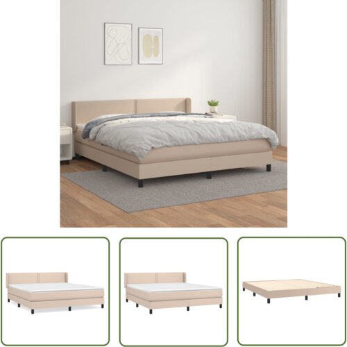 The Living Store Box spring postelja z vzmetnico kapučino 180x200cm umetno usnje - Box Spring Postelja, (21737409) Cene