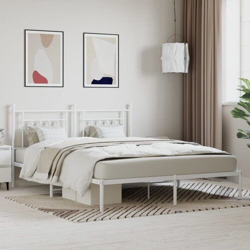 VidaXL Metalni okvir za krevet s uzglavljem bijeli 180x200 cm Slike