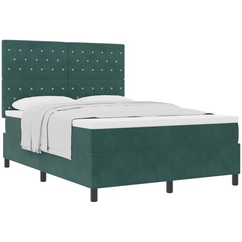 vidaXL Box Spring postelja z vzmetnico temno zelena 140x190 cm žamet, (22052555) Cene