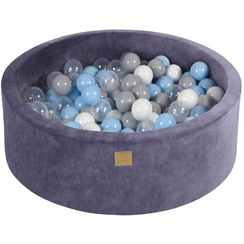 MeowBaby Bazen z žogicami, 90x30 cm z 200 žogicami, žamet, sivo-moder : Baby modra/siva/bela/prozorna, (21295065) Cene