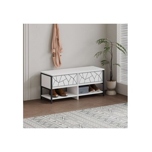 Hanah home cipelarnik inola shoe bench white Cene