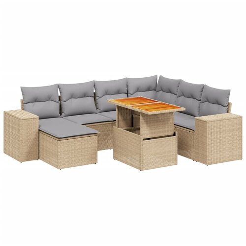 vidaXL 8-dijelni set vrtnih sofa od poliratana s jastucima bež Cijene