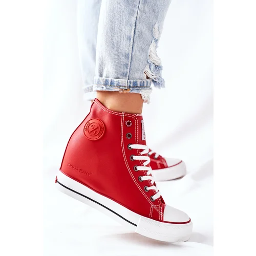 Kesi Leather Wedge Sneakers Cross Jeans II2R4026 red