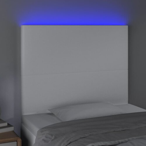  LED uzglavlje bijelo 100x5x118/128 cm od umjetne kože Slike