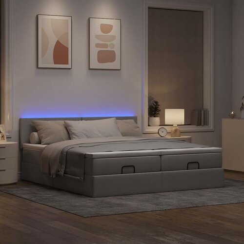 VidaXL Okvir kreveta s madracima svijetlosivi 200x200cm od tkanine Slike